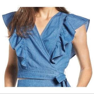 Bp chambray wrap cropped top size XS